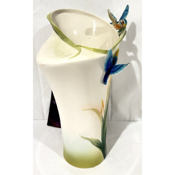 Franz Porcelain Kingfisher Vase Iridescence Collection FZ01190 NIB - Picture 6 of 14